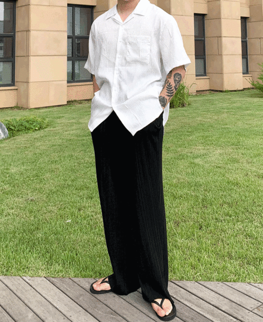 크리즈 샤틴 루즈핏 반팔 셔츠 (3color)