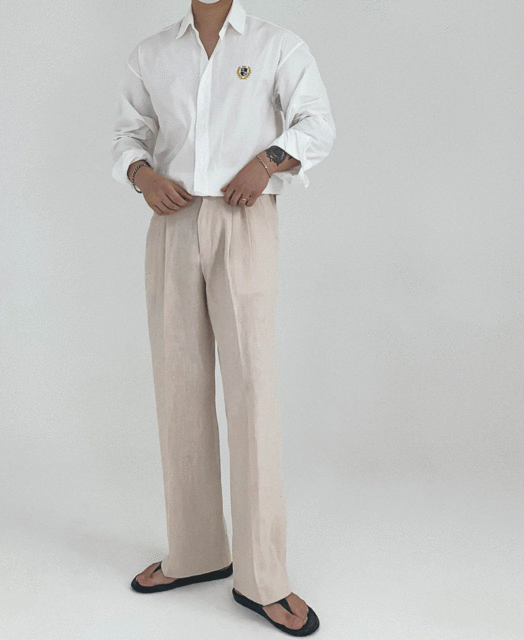 자체브랜드 남여공용 로얄 자수 셔츠 (3color)